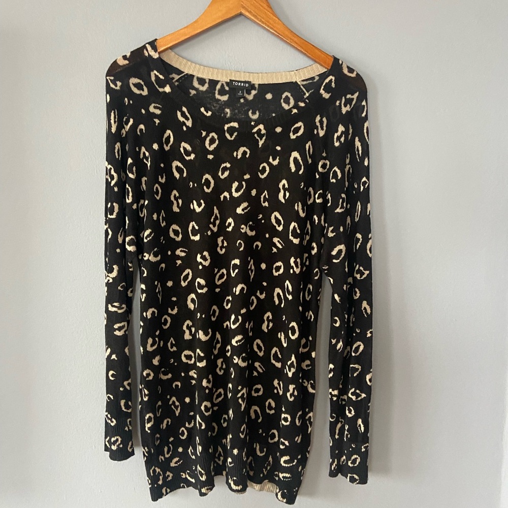 🛑SOLD TORRID Leopard Print Pullover Tunic Sweater - Picture 5 of 11